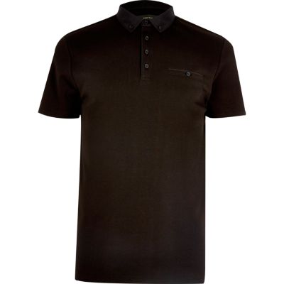 Black chest pocket polo shirt